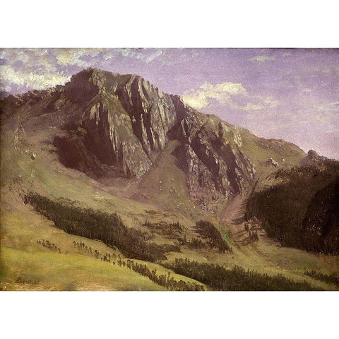 Mountains White Modern Wood Framed Art Print by Bierstadt, Albert