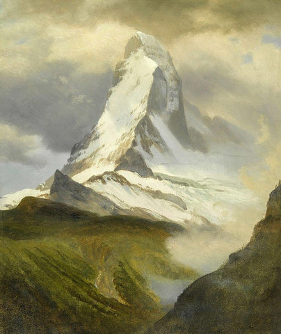 The Matterhorn White Modern Wood Framed Art Print with Double Matting by Bierstadt, Albert