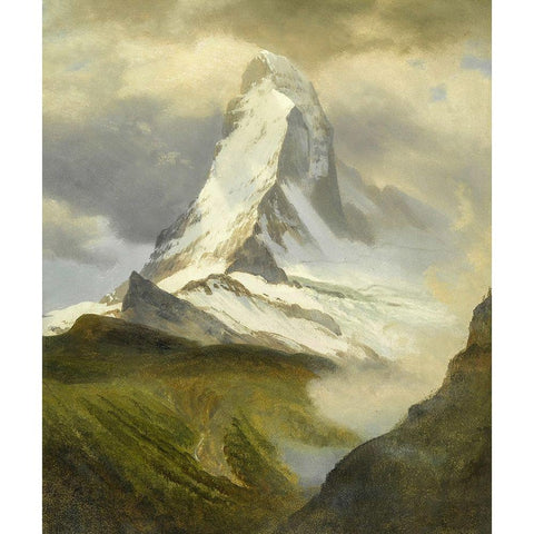 The Matterhorn White Modern Wood Framed Art Print by Bierstadt, Albert