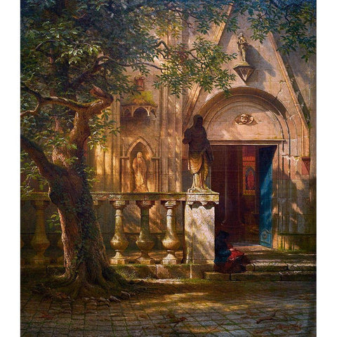 Sunlight and Shadow Black Modern Wood Framed Art Print with Double Matting by Bierstadt, Albert