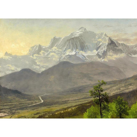 Mont Blanc Black Modern Wood Framed Art Print with Double Matting by Bierstadt, Albert