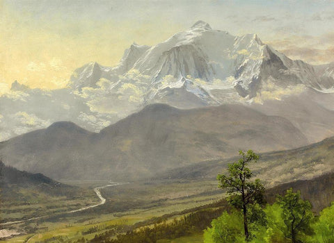 Mont Blanc White Modern Wood Framed Art Print with Double Matting by Bierstadt, Albert