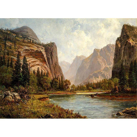 Gates of the Yosemite Gold Ornate Wood Framed Art Print with Double Matting by Bierstadt, Albert