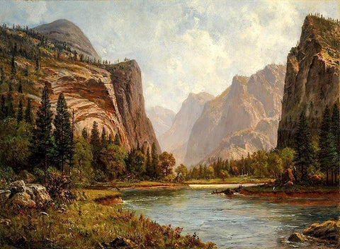 Gates of the Yosemite Black Ornate Wood Framed Art Print with Double Matting by Bierstadt, Albert