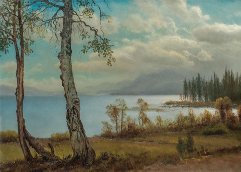 Lake Tahoe Black Ornate Wood Framed Art Print with Double Matting by Bierstadt, Albert