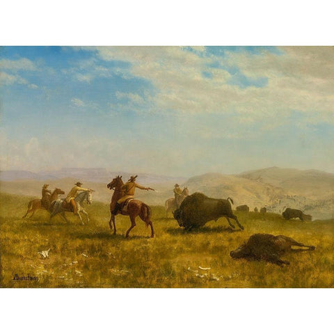 The Wild West White Modern Wood Framed Art Print by Bierstadt, Albert