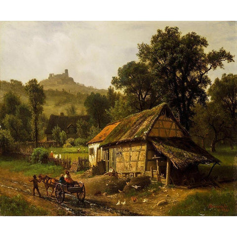 In the Foothills Black Modern Wood Framed Art Print by Bierstadt, Albert