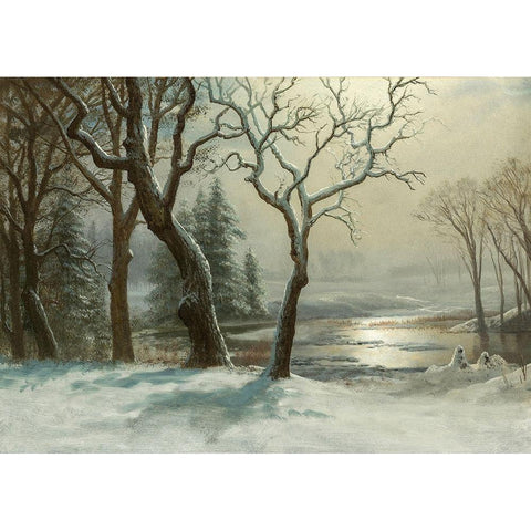 Winter in Yosemite White Modern Wood Framed Art Print by Bierstadt, Albert