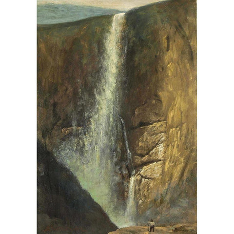 The Falls Black Modern Wood Framed Art Print with Double Matting by Bierstadt, Albert