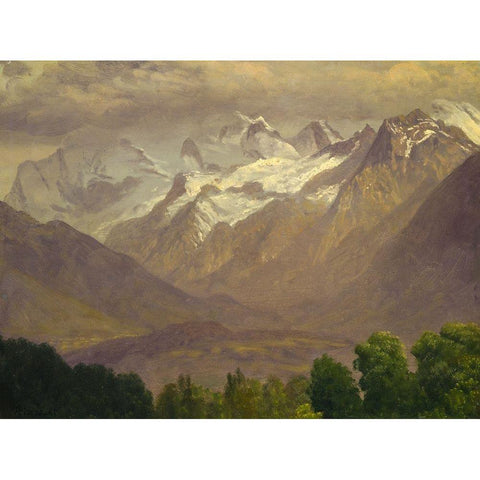 In the High Mountains Black Modern Wood Framed Art Print with Double Matting by Bierstadt, Albert