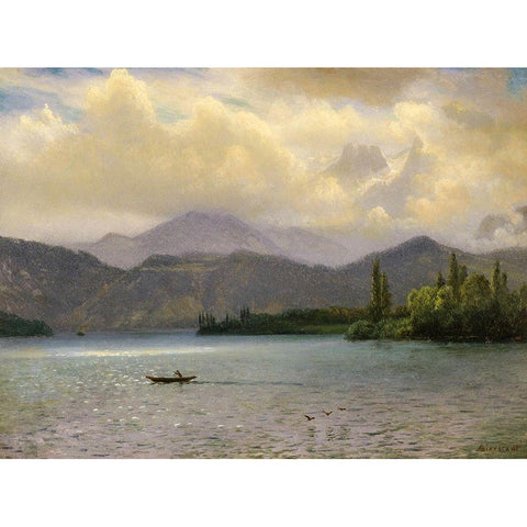 Lake Tahoe, California Black Modern Wood Framed Art Print with Double Matting by Bierstadt, Albert