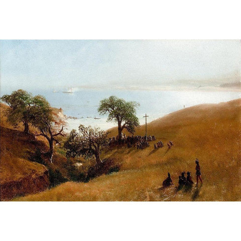 Monterey, California Gold Ornate Wood Framed Art Print with Double Matting by Bierstadt, Albert