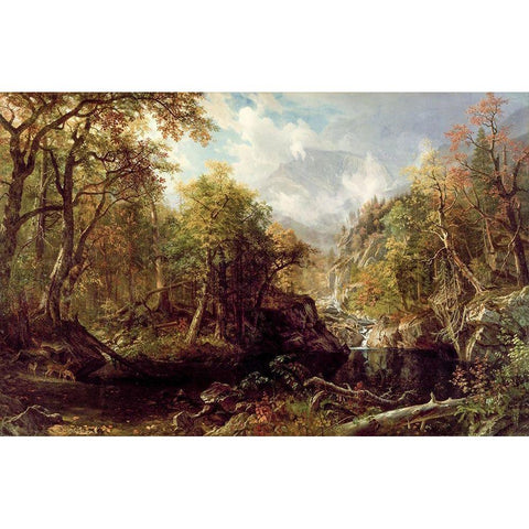 The Emerald Pool Black Modern Wood Framed Art Print with Double Matting by Bierstadt, Albert