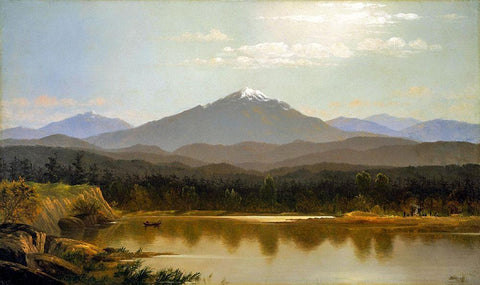 Laramie Peak White Modern Wood Framed Art Print with Double Matting by Bierstadt, Albert