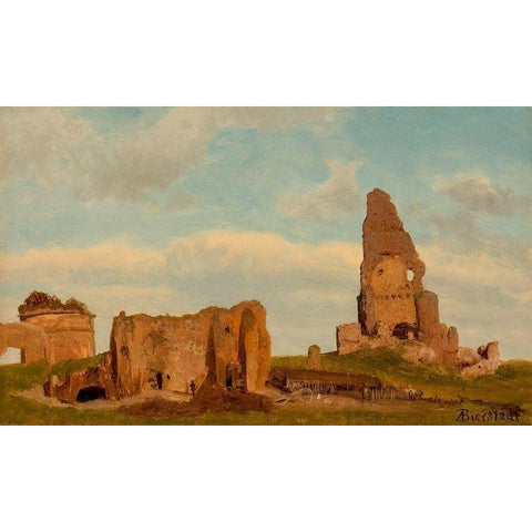 Ruins-Campagna of Rome White Modern Wood Framed Art Print by Bierstadt, Albert