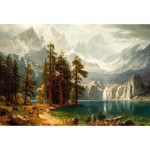 Sierra Nevada White Modern Wood Framed Art Print by Bierstadt, Albert