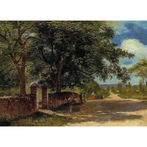 Street in Nassau White Modern Wood Framed Art Print by Bierstadt, Albert