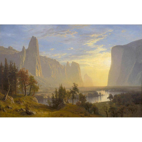 Yosemite Valley White Modern Wood Framed Art Print by Bierstadt, Albert