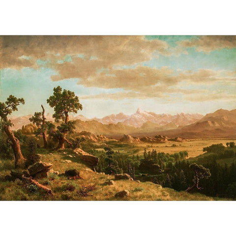 Wind River Country Black Modern Wood Framed Art Print with Double Matting by Bierstadt, Albert