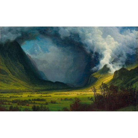 Storm in the Mountains Black Modern Wood Framed Art Print with Double Matting by Bierstadt, Albert