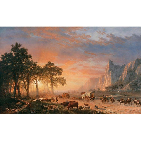 The Oregon Trail White Modern Wood Framed Art Print by Bierstadt, Albert