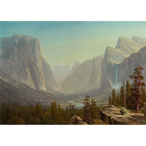 Yosemite Gold Ornate Wood Framed Art Print with Double Matting by Bierstadt, Albert