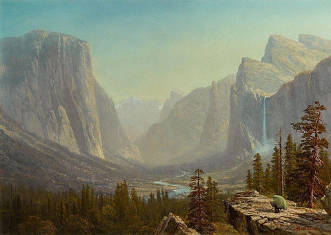 Yosemite White Modern Wood Framed Art Print with Double Matting by Bierstadt, Albert