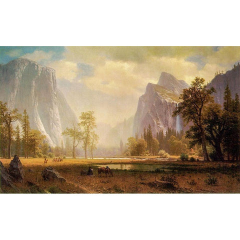 Looking Up the Yosemite Valley Gold Ornate Wood Framed Art Print with Double Matting by Bierstadt, Albert