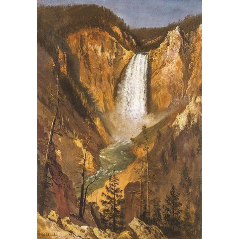 Lower Falls of the Yellowstone White Modern Wood Framed Art Print by Bierstadt, Albert