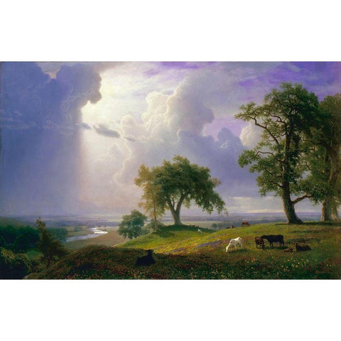 California Spring White Modern Wood Framed Art Print by Bierstadt, Albert