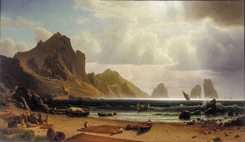 The Marina Piccola, Capri Black Ornate Wood Framed Art Print with Double Matting by Bierstadt, Albert