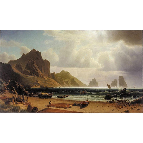 The Marina Piccola, Capri White Modern Wood Framed Art Print by Bierstadt, Albert