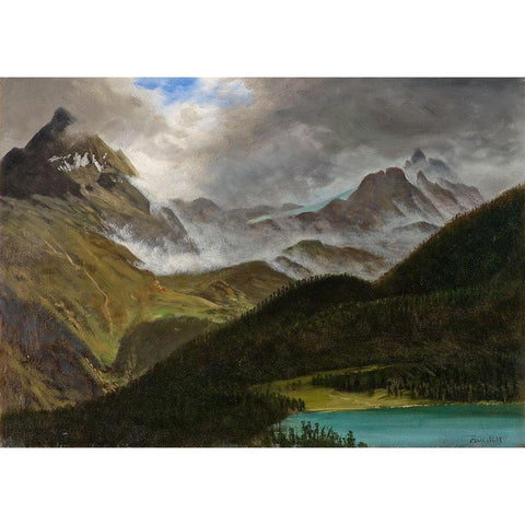 Landscape White Modern Wood Framed Art Print by Bierstadt, Albert