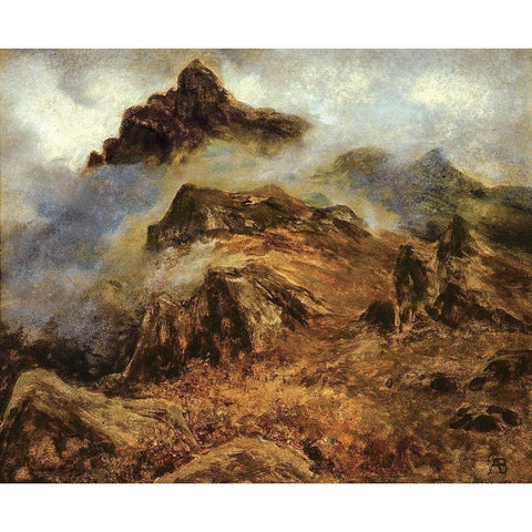 Study of Rocky Mountains Black Modern Wood Framed Art Print with Double Matting by Bierstadt, Albert