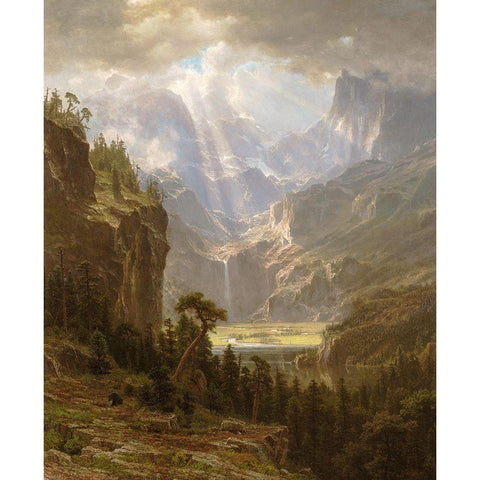 Rocky Mountains, Landers Peak Gold Ornate Wood Framed Art Print with Double Matting by Bierstadt, Albert