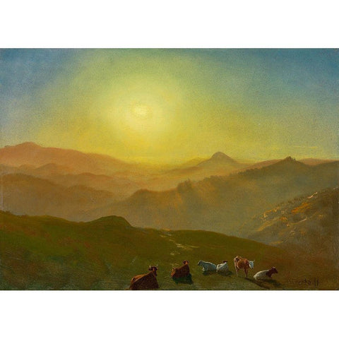 Looking from the Shade on Clay Hill San Francisco Gold Ornate Wood Framed Art Print with Double Matting by Bierstadt, Albert