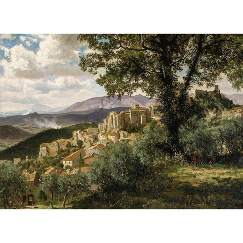 Olevano Gold Ornate Wood Framed Art Print with Double Matting by Bierstadt, Albert