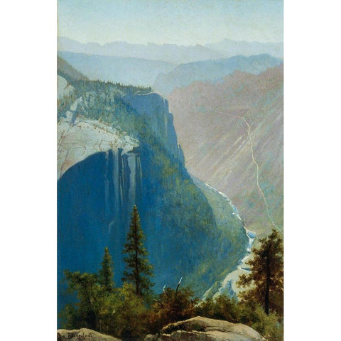 Yosemite Valley Black Modern Wood Framed Art Print with Double Matting by Bierstadt, Albert