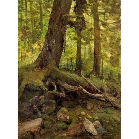 Hunter in the White Mountains Near Glen House Black Modern Wood Framed Art Print with Double Matting by Bierstadt, Albert