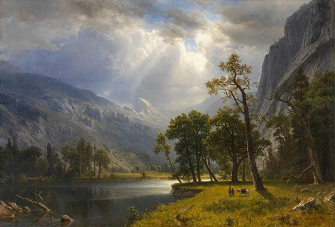 Mount Starr King, Yosemite White Modern Wood Framed Art Print with Double Matting by Bierstadt, Albert