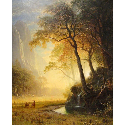 Hetch Hetchy Canyon White Modern Wood Framed Art Print by Bierstadt, Albert