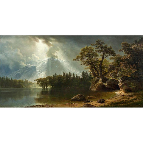 Passing Storm over the Sierra Nevadas Gold Ornate Wood Framed Art Print with Double Matting by Bierstadt, Albert