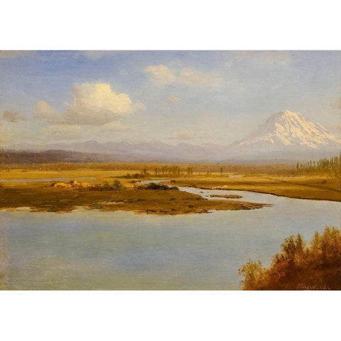 Mt. Hood, Oregon Black Modern Wood Framed Art Print with Double Matting by Bierstadt, Albert