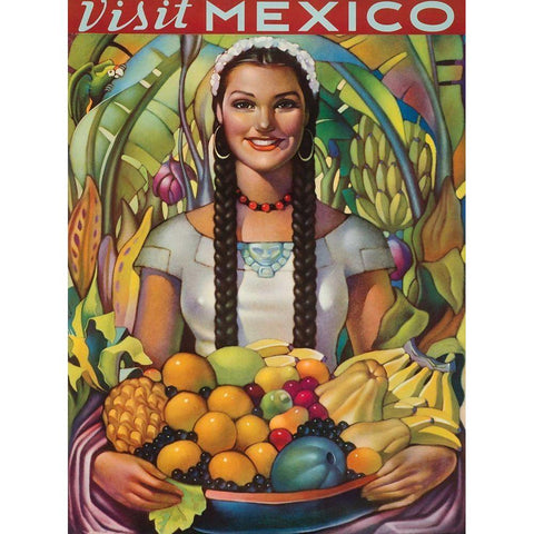 Visit Mexico Gold Ornate Wood Framed Art Print with Double Matting by Gonzalez Camarena, Jorge