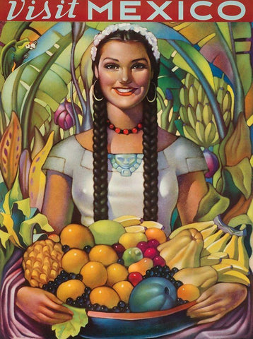 Visit Mexico Black Ornate Wood Framed Art Print with Double Matting by Gonzalez Camarena, Jorge