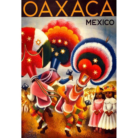 Oaxaca Mexico Gold Ornate Wood Framed Art Print with Double Matting by Covarrubias, Miguel