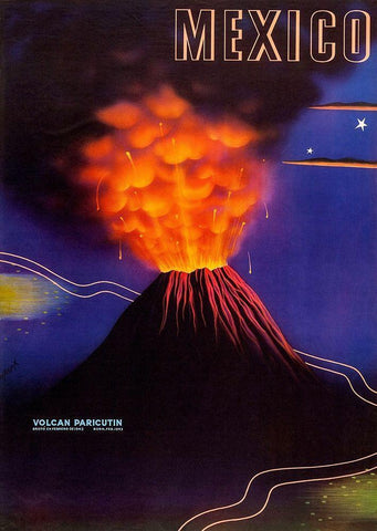 Mexico Volcan Paricutin Black Ornate Wood Framed Art Print with Double Matting by Espert Arcos, Jose