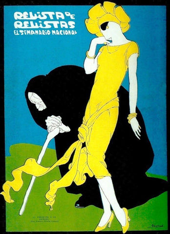 Mexican Magazine Cover 1920 El presente y el futuro White Modern Wood Framed Art Print with Double Matting by Garcia Cabral, Ernesto