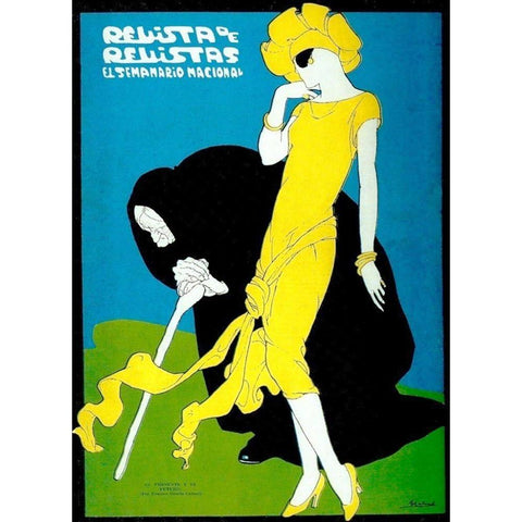 Mexican Magazine Cover 1920 El presente y el futuro Black Modern Wood Framed Art Print by Garcia Cabral, Ernesto