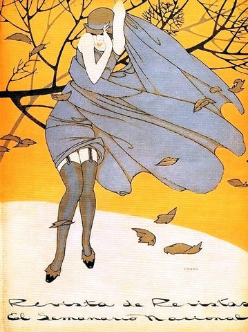 Mexican Magazine Cover 1920 Otono White Modern Wood Framed Art Print with Double Matting by Garcia Cabral, Ernesto